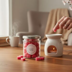 Cherry Scented Wax Melts in a Glass Jar