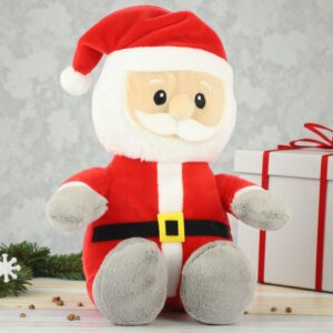 Christmas Santa Plush sitting with grey feet
