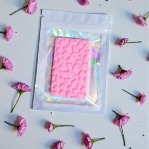 Cherry blossom scented wax in a pink bar